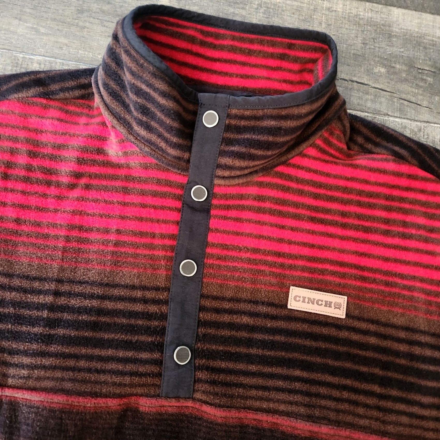 Vintage Cinch Aztec Polar Fleece Mens Medium 1/4 Snap Button AOP Nortic Red Striped Sweater Pullover Mens Size US M / EU 48-50 / 2 - 4 Thumbnail