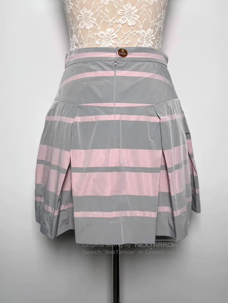Vivienne Westwood Vivienne Westwood size 2 Gray Striped Glossy Pleated Skirt Size 24" / US 00 / IT 34 - 3 Thumbnail
