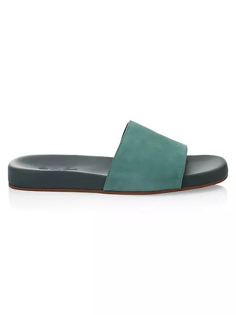 o1srvl11e1024 Suede Slides in Sage Green