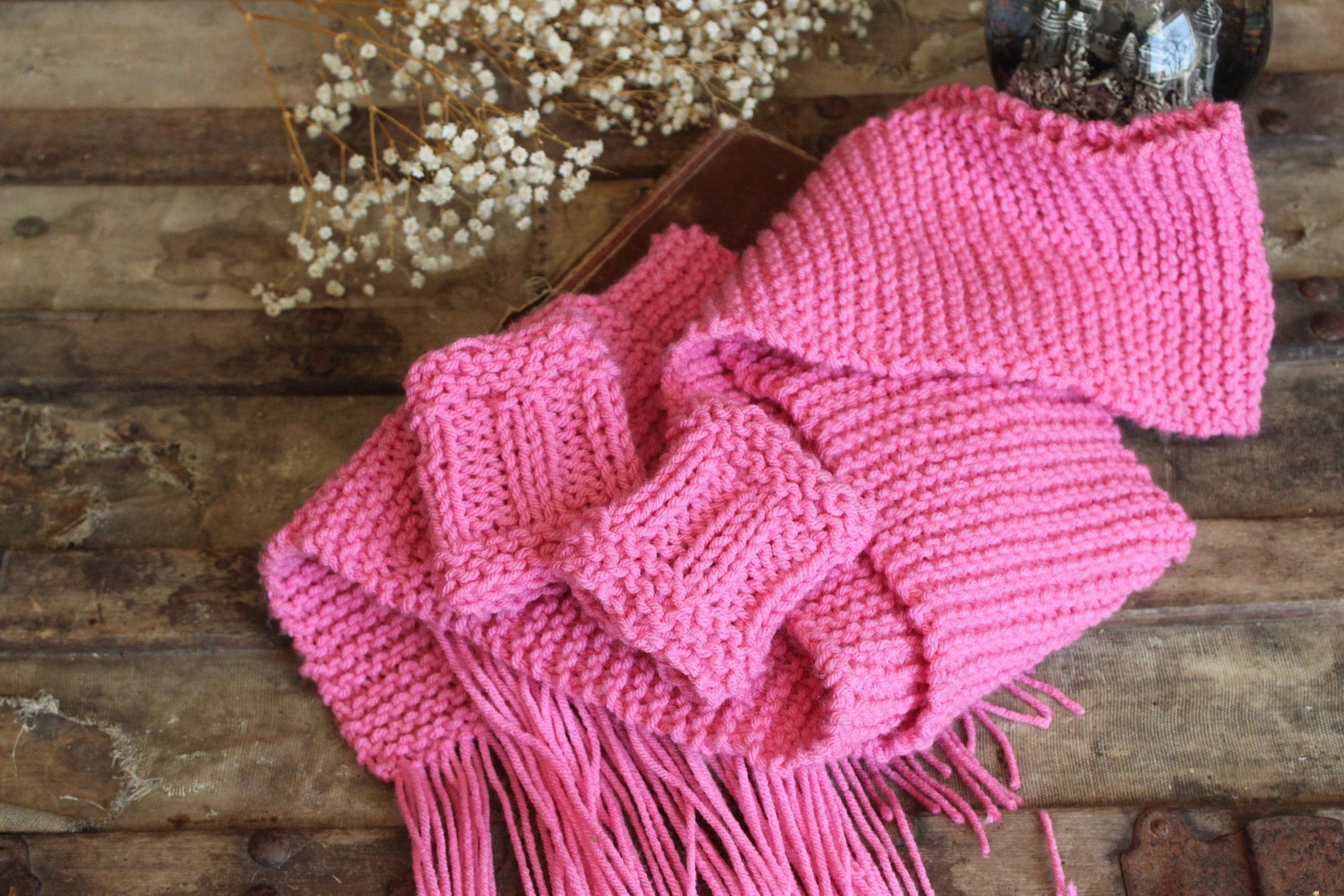 Handmade Hand Knit Fingerless Gloves, Armwarmers in Pink, One of a Ki Size ONE SIZE - 9 Thumbnail