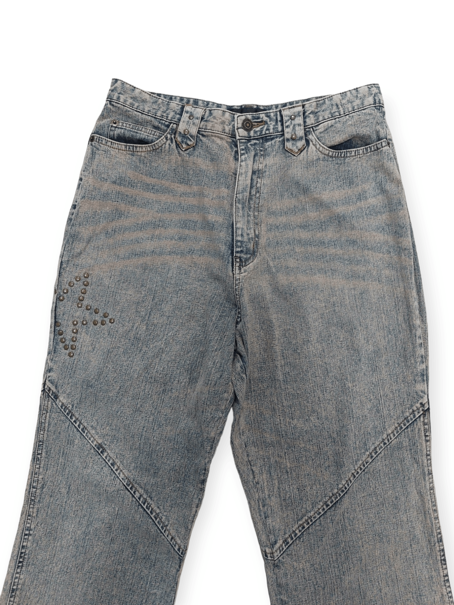 Japanese Brand Livre Claire Baggy Star Patched Denim Size US 27 - 3 Thumbnail