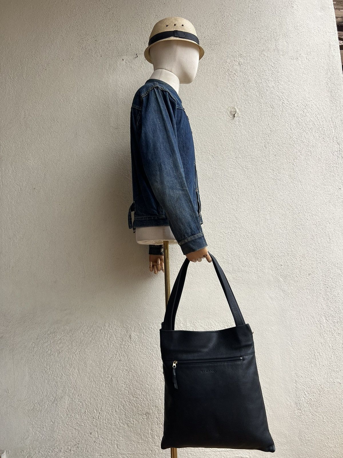 Leather TAKANO Japan Black Leather Asymmetrical Tote Bag Size ONE SIZE - 3 Thumbnail
