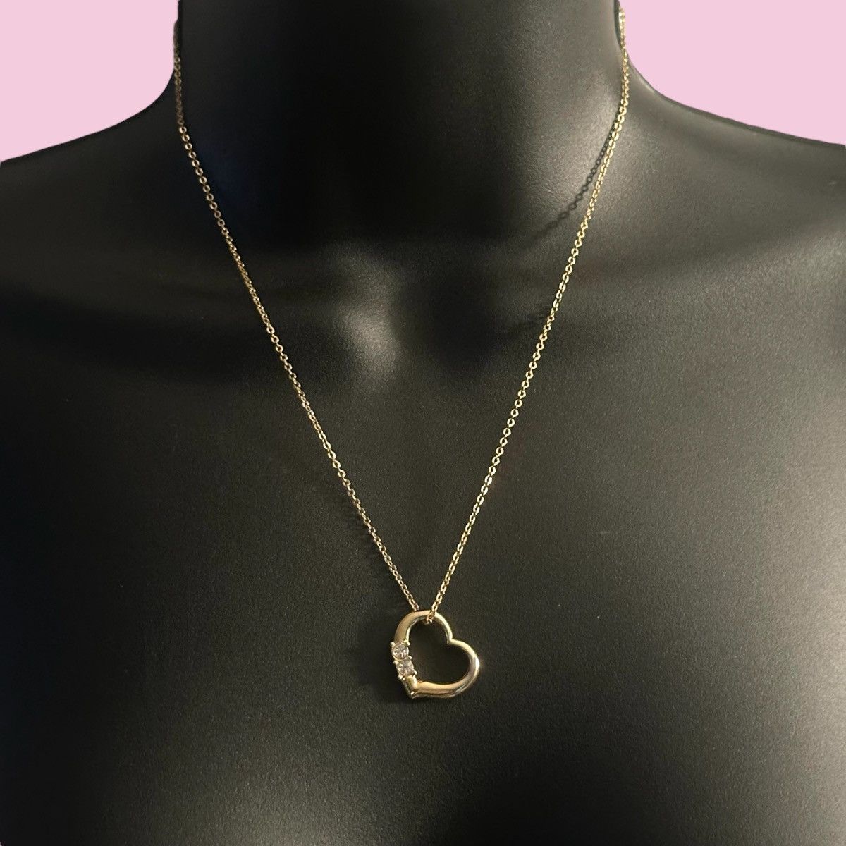 Vintage Vintage gold tone sliding rhinestone heart pendant necklace Size ONE SIZE - 1 Thumbnail