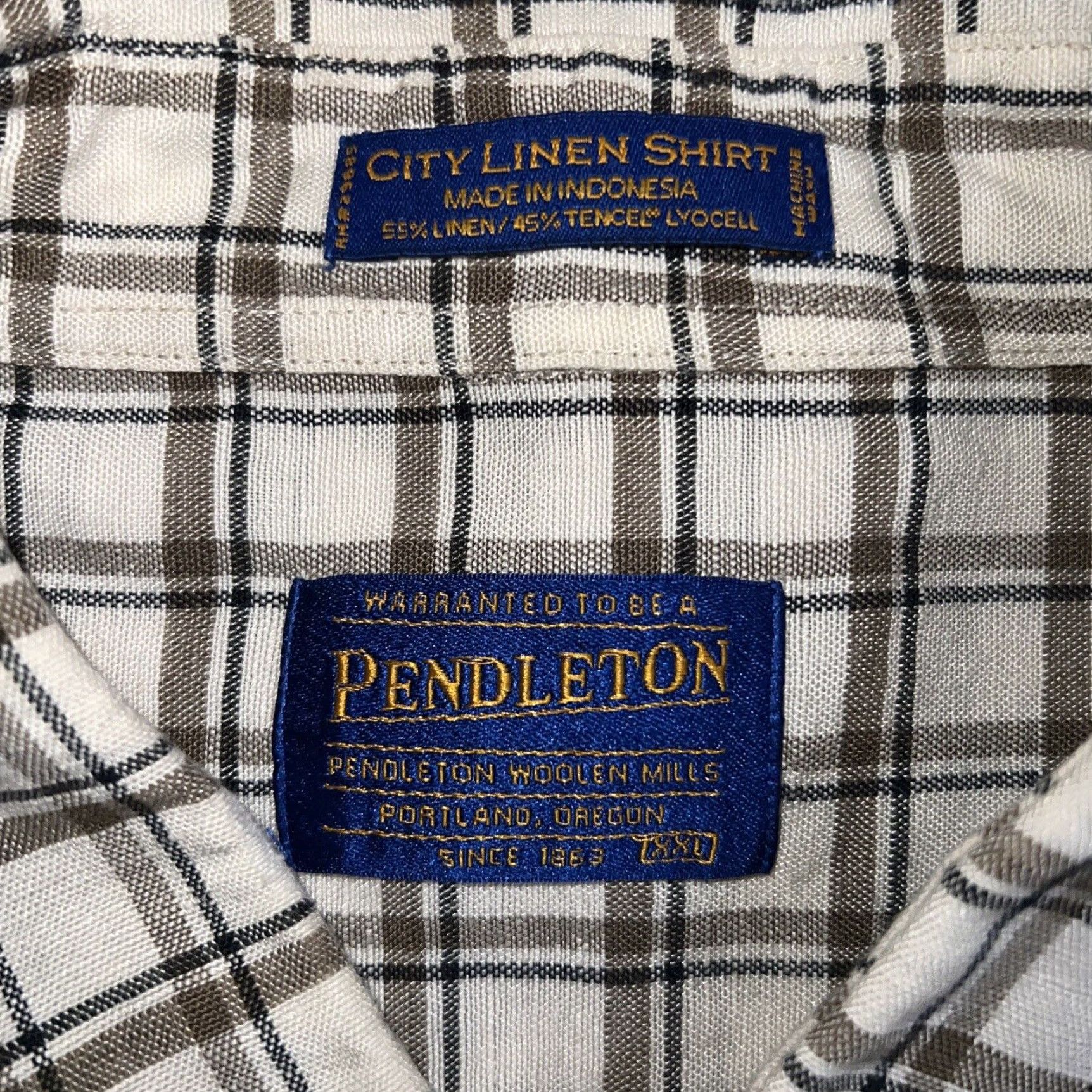 Pendleton VINTAGE Pendleton Shirt City Beige Plaid Button-Up Short Sleeve Mens 2XL Linen Blend Beige (2XL) Size US XXL / EU 58 / 5 - 3 Thumbnail