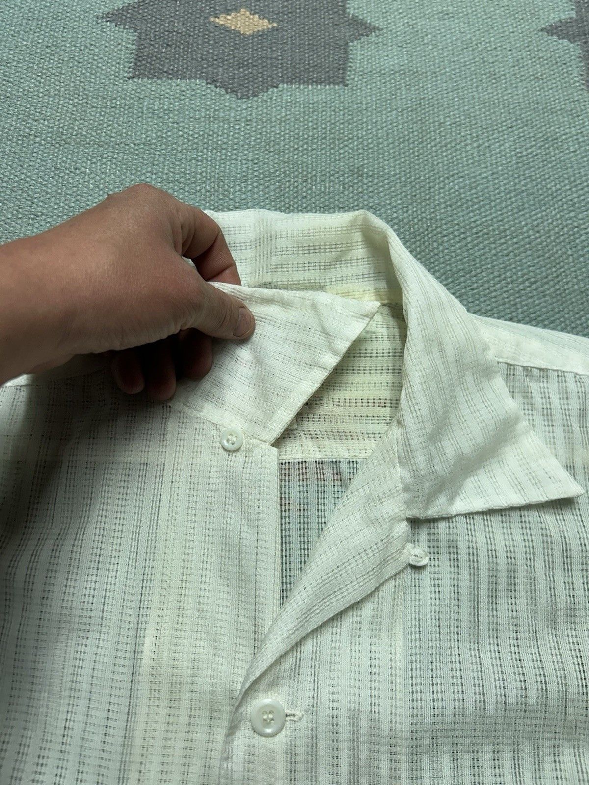 Vintage Vtg 1950s button shirt loop collar nylon sheer breathable L Size US L / EU 52-54 / 3 - 4 Thumbnail