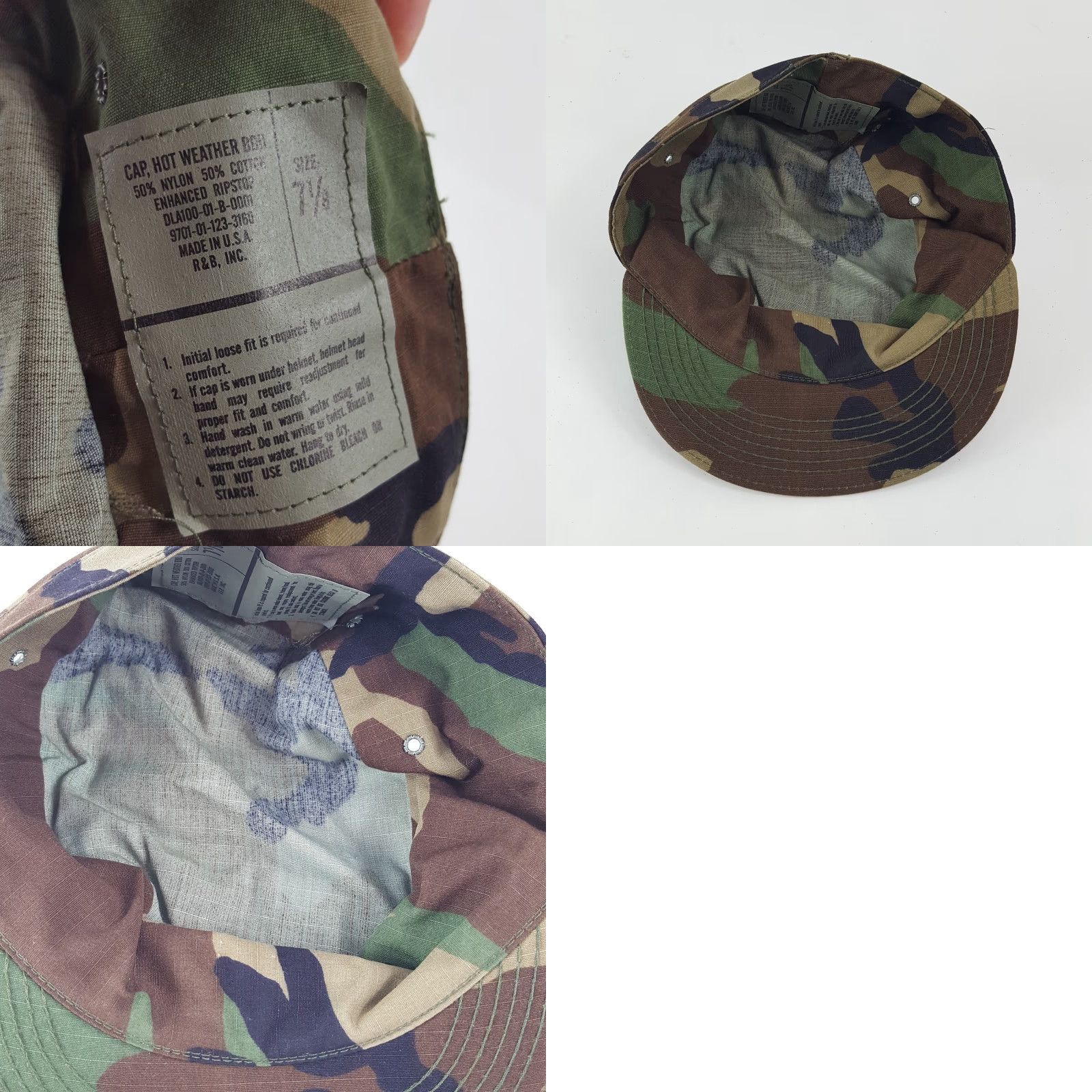 Vintage VINTAGE US Army Cap Military Hat - Camo BDU, 7 1/8 - Green Cotton Canvas, Lightweight Breathable, Men's Baseball/Army Style, 2000s USA Made Size ONE SIZE - 8 Thumbnail