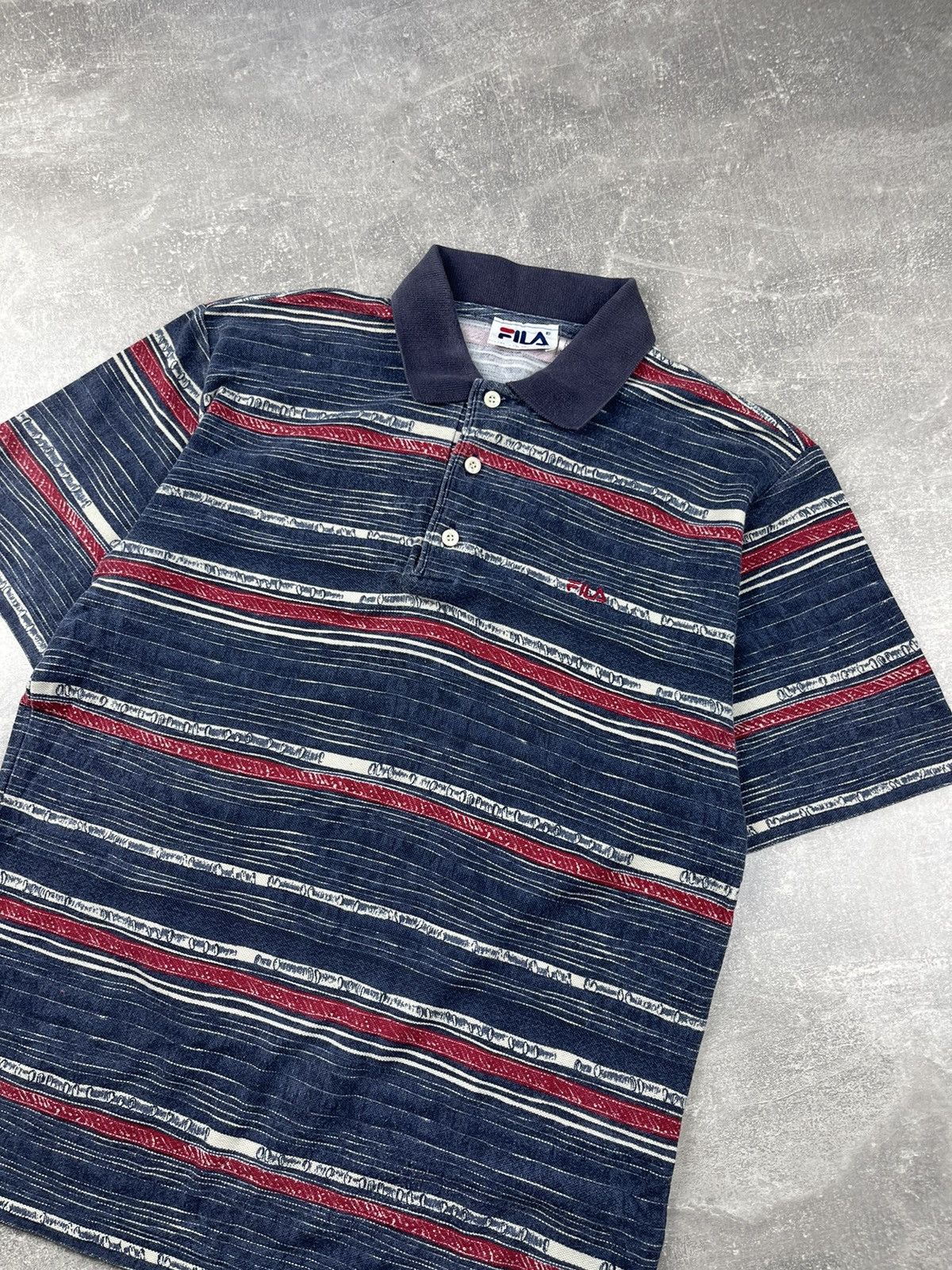 Fila × Vintage Fila Vintage 90s Tenis Striped 3 Button Polo T-Shirt Size US M / EU 48-50 / 2 - 4 Thumbnail