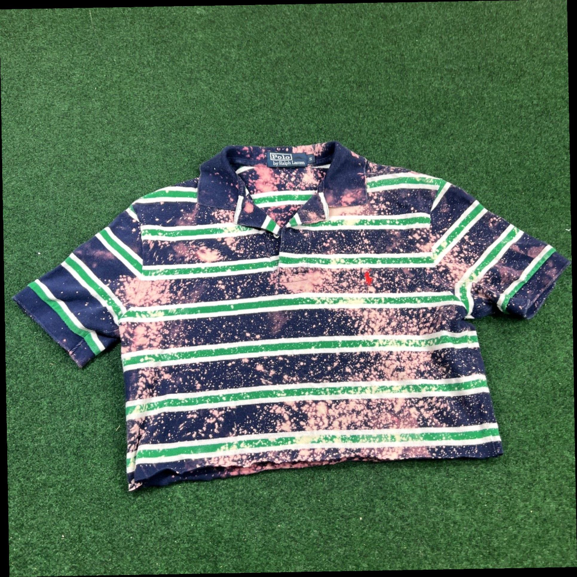 Polo Ralph Lauren Bleached Polo Ralph Lauren Polo Crop Top Bleach Dyed Womens Small Fast Shipping Size S / US 4 / IT 40 - 1 Thumbnail