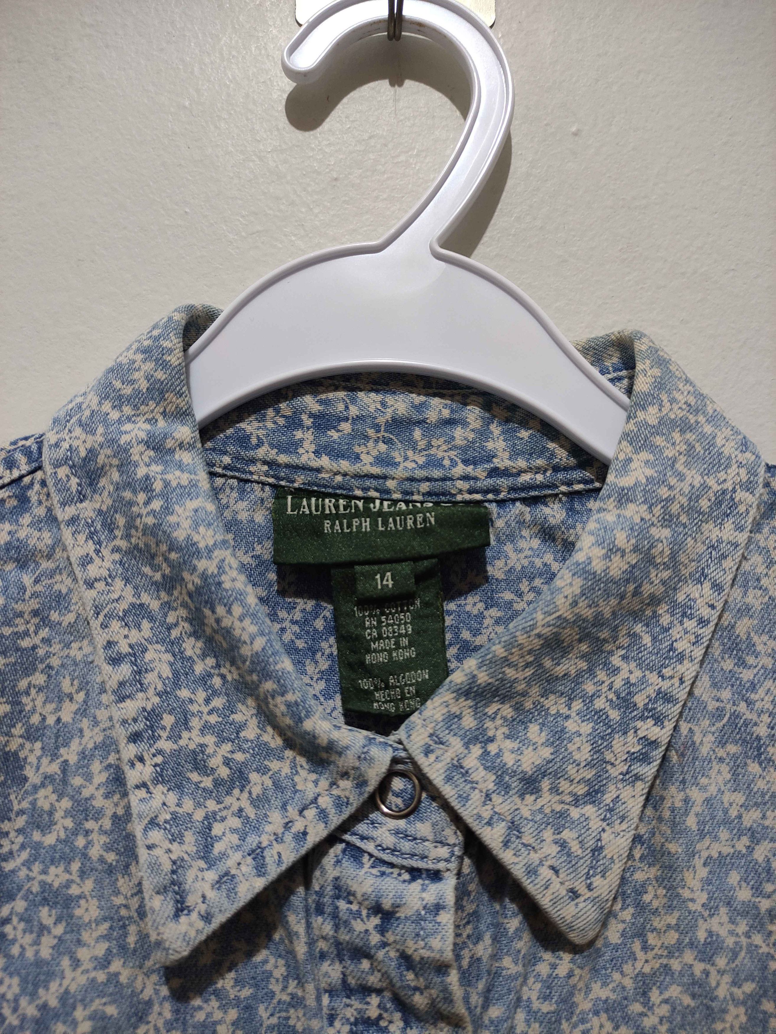 Ralph Lauren Y2k Ralph Lauren Blue Floral Denim Western Shirt Size S / US 4 / IT 40 - 14 Thumbnail