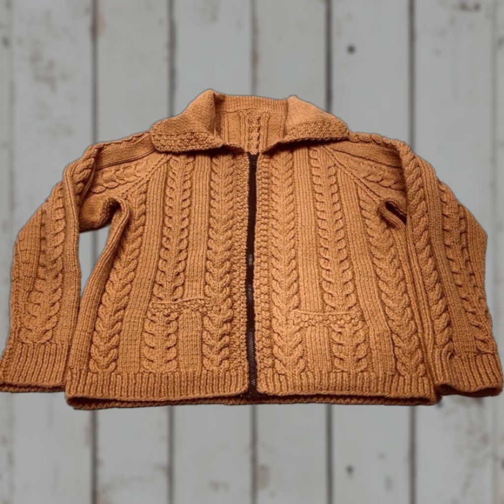 Vintage VINTAGE Vintage Chunky Cable Knit Full Zip Sweater Womens Medium Hand Made Unbranded 80s Size M / US 6-8 / IT 42-44 - 1 Thumbnail