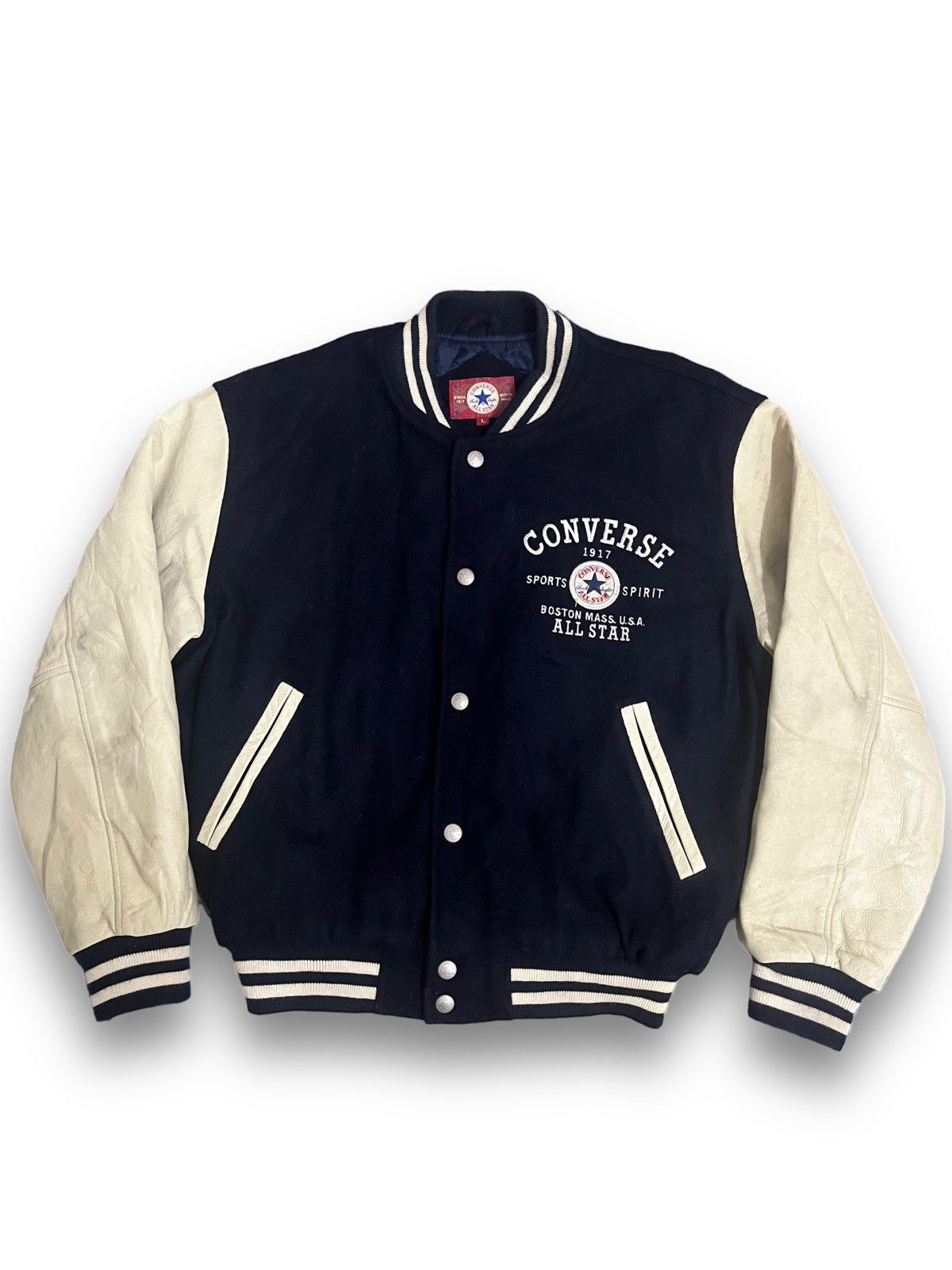 Converse Converse Chuck Taylor Wool Leather Varsity Jacket Size US L / EU 52-54 / 3 - 1 Thumbnail