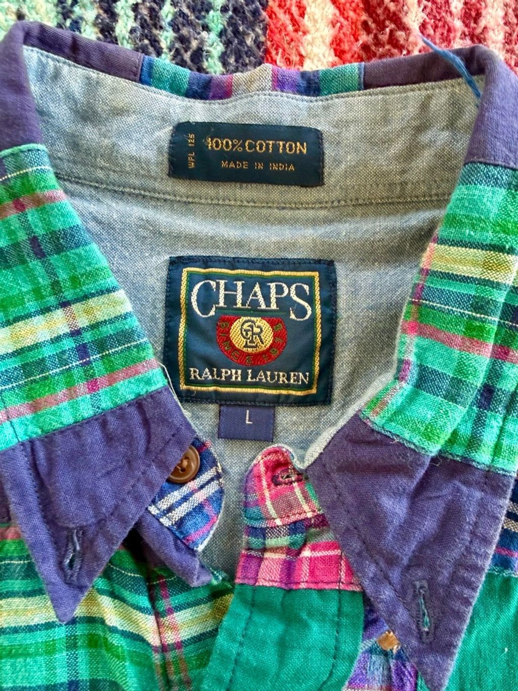 Chaps Ralph Lauren 90s Chaps Ralph Lauren L Patchwork Plaid Button Down Shirt Size US L / EU 52-54 / 3 - 5 Thumbnail