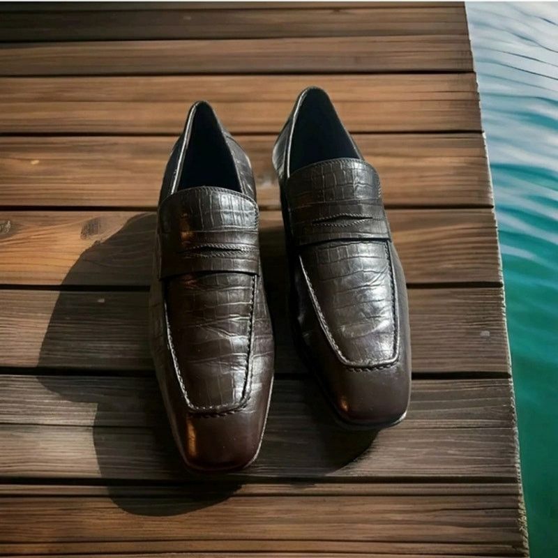 Donald Pliner Donald J Pliner Viro Brown Alligator Leather Men’s Loafers Size US 11.5 / EU 44-45 - 7 Thumbnail