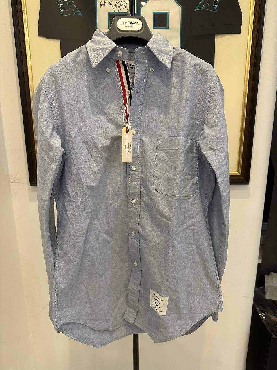 image of Thom Browne Classic Shirt In Oxford Blue in Light Blue, Men's (Size Small)