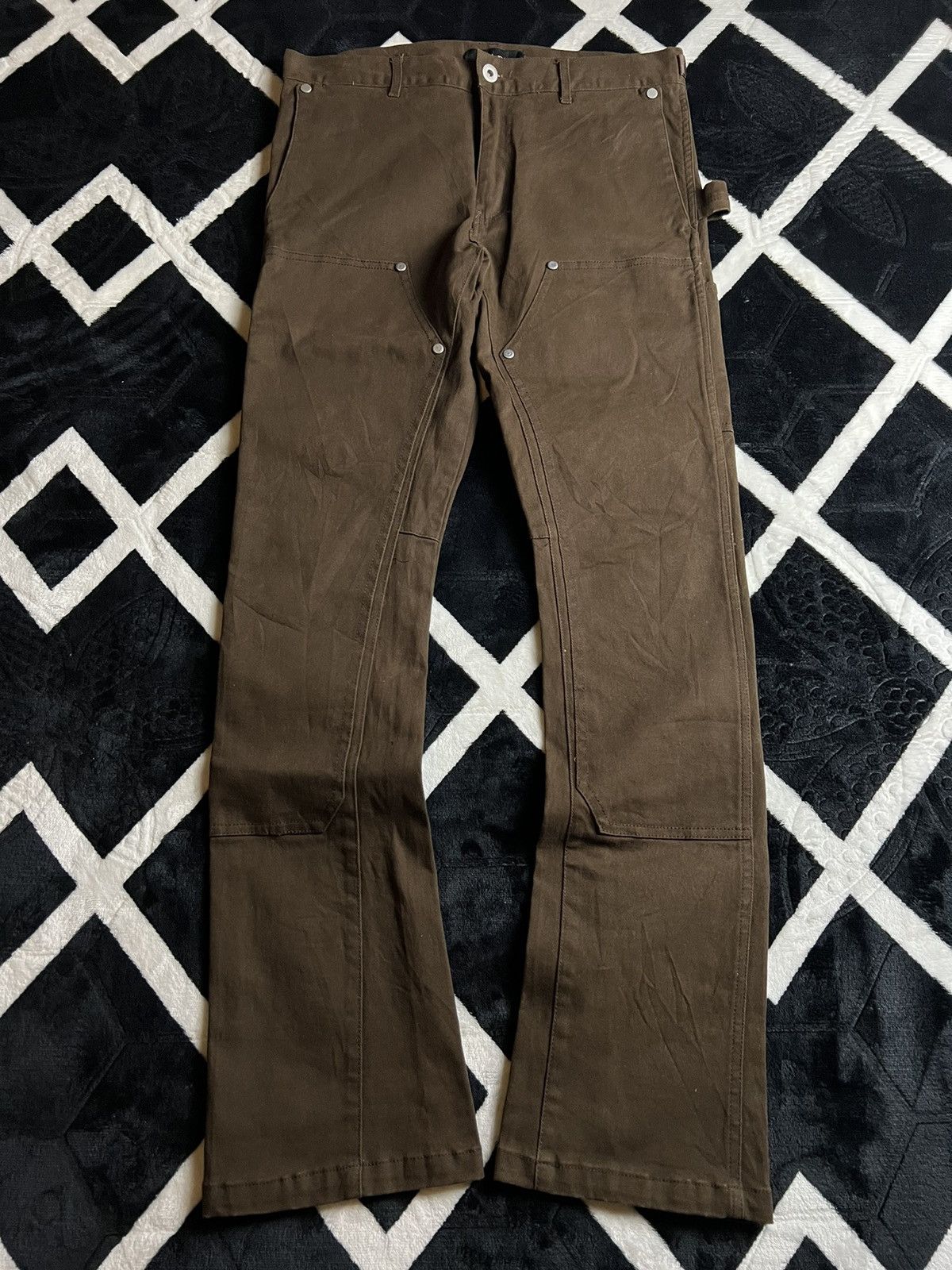 image of Vuja De Double Knee Carpenter Flared Pants in Brown, Men's (Size 31)