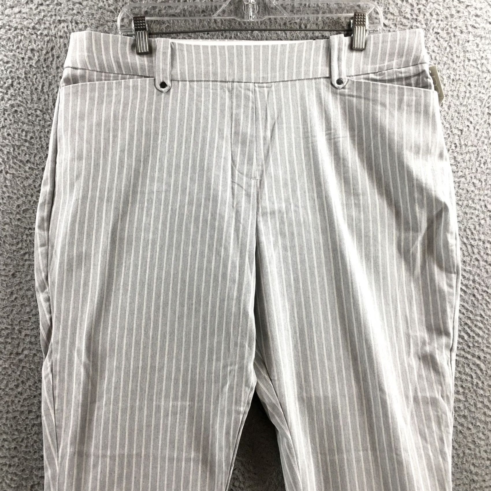 Vintage Maurices Pull On Skinny Ankle Pants Womens XXL Long Gray Striped Mid Rise NEW Size 40" / US 18 - 2 Thumbnail