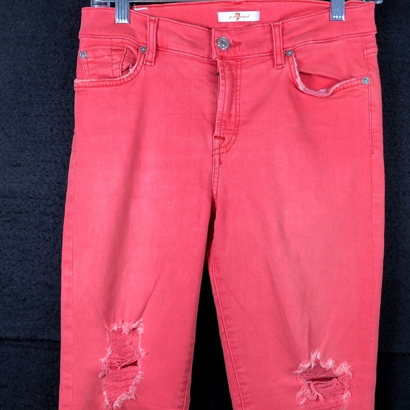 7 For All Mankind 7 For All Mankind Jeans Womens Coral Mid Rise Slim Distressed Stretch 28 5-Pocket Denim Skinny casual Womens Size 28" / US 6 / IT 42 - 2 Thumbnail