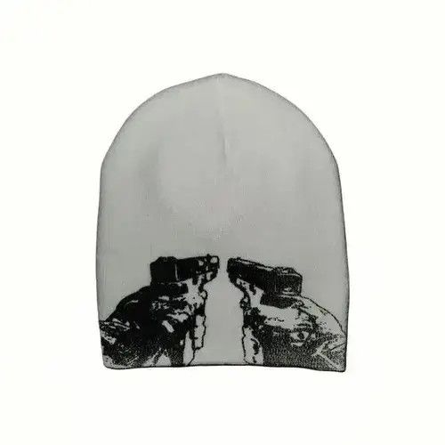 Other DUAL PISTOLS Hat Beanie BLACK Gothic Punk Rock y2k Size ONE SIZE - 3 Thumbnail