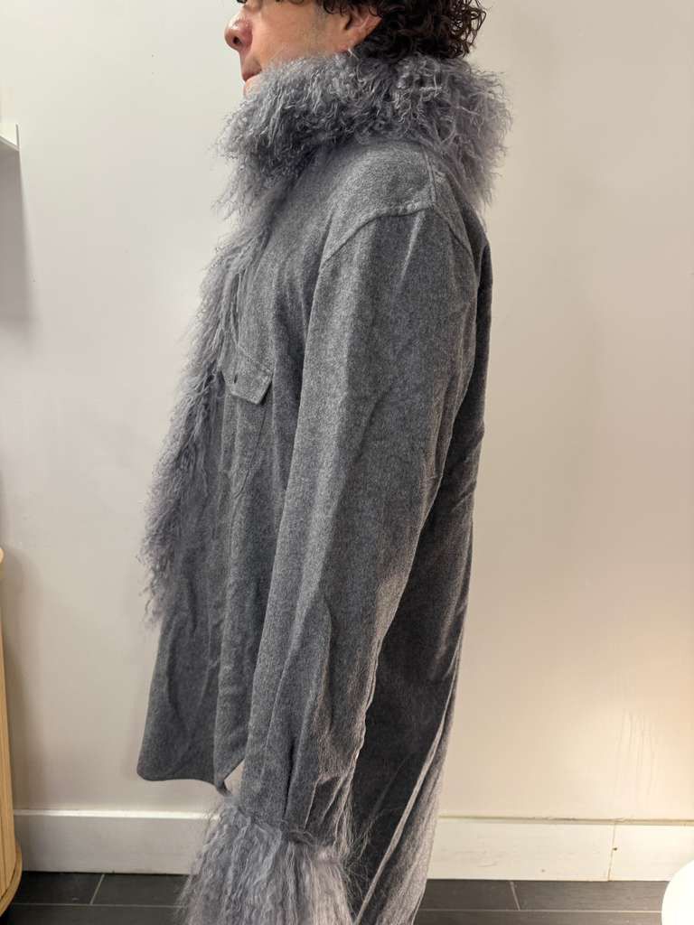 Other Custom-made Gray Long Coat with Real mongolian-fur Size US L / EU 52-54 / 3 - 11 Thumbnail