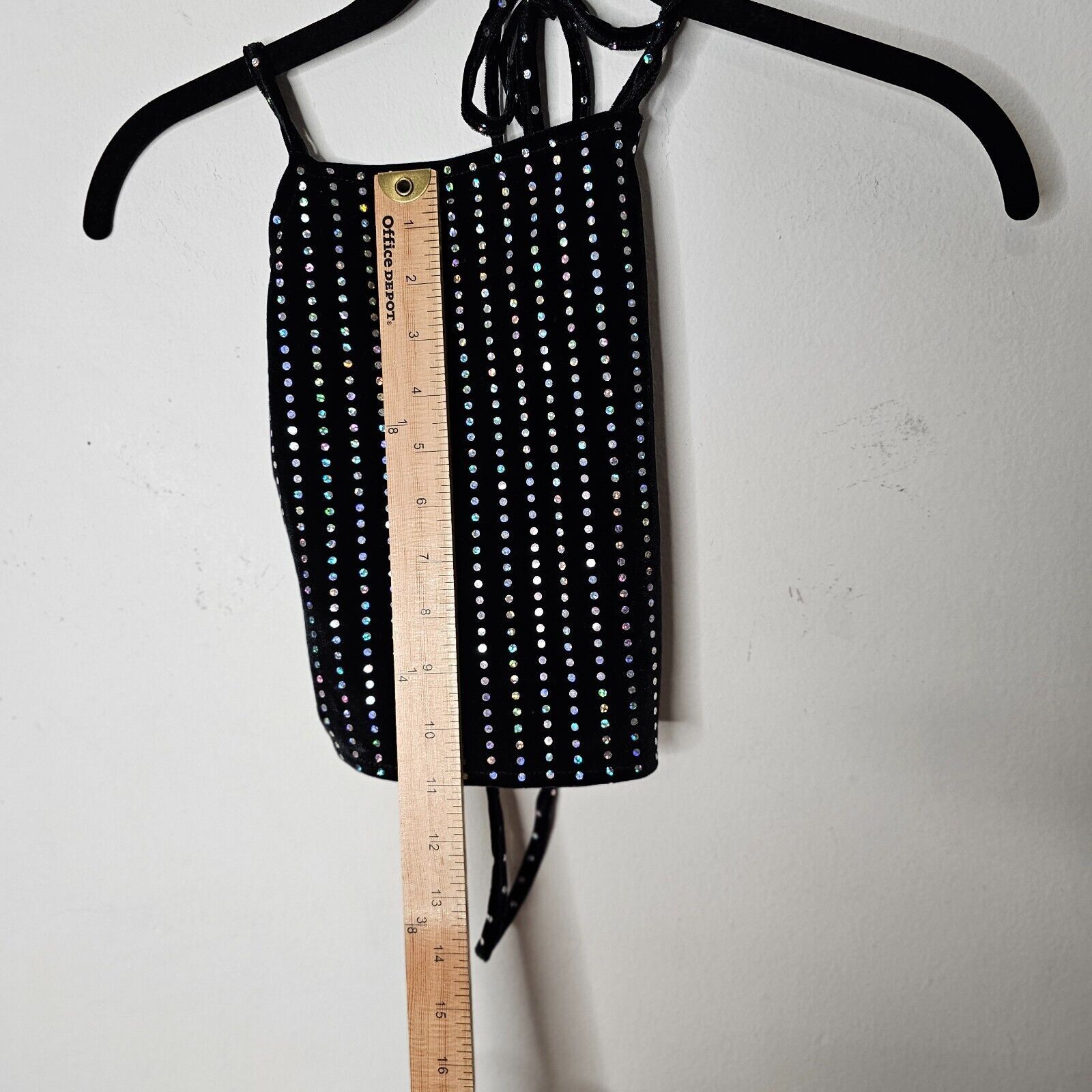 Other NWT Subdued Black Velour Silver Metallic Polka Dot Crop Top Size XS / US 0-2 / IT 36-38 - 4 Thumbnail