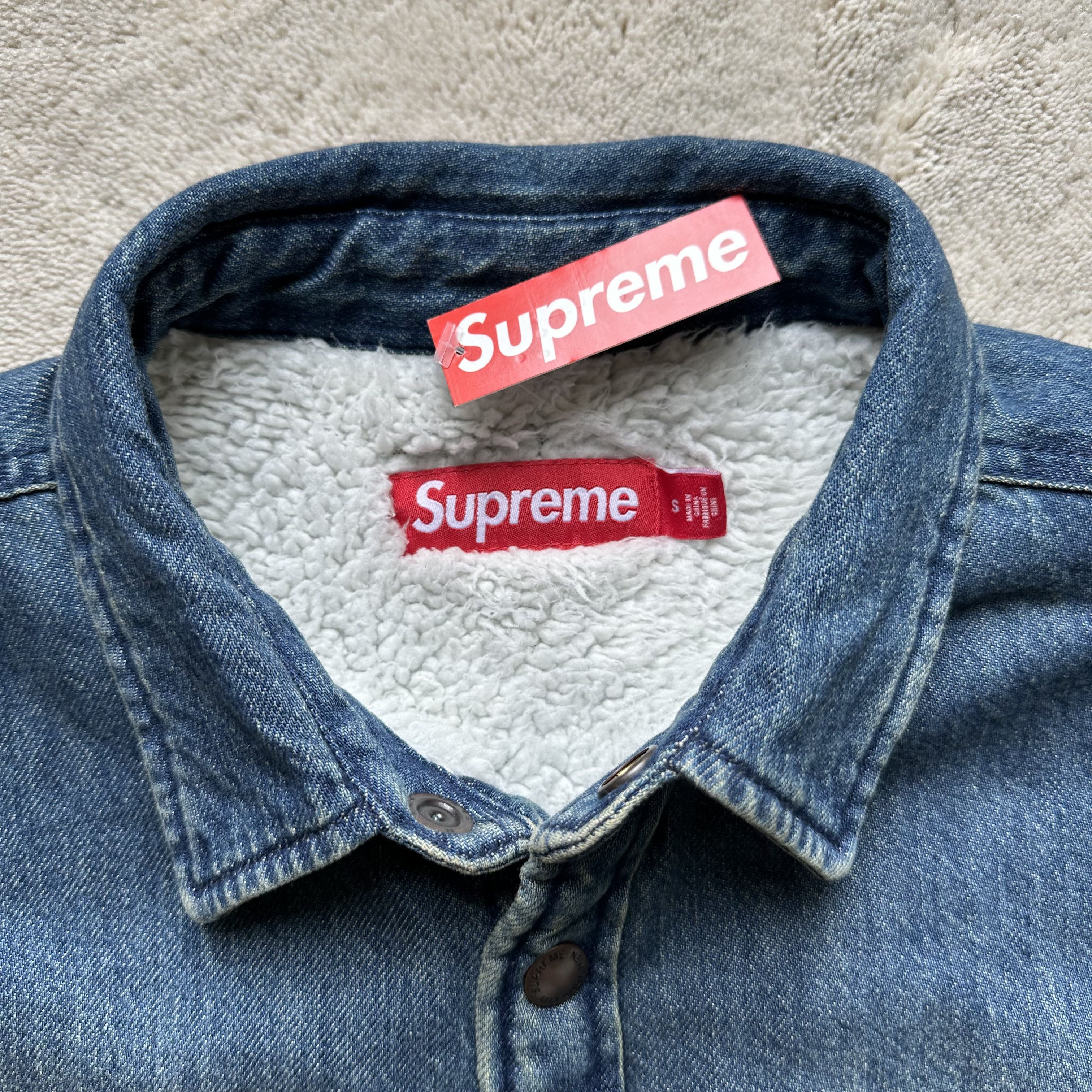 Supreme SUPREME Shearling Lined Denim Work SHIRT JACKET Size S Size US S / EU 44-46 / 1 - 2 Thumbnail