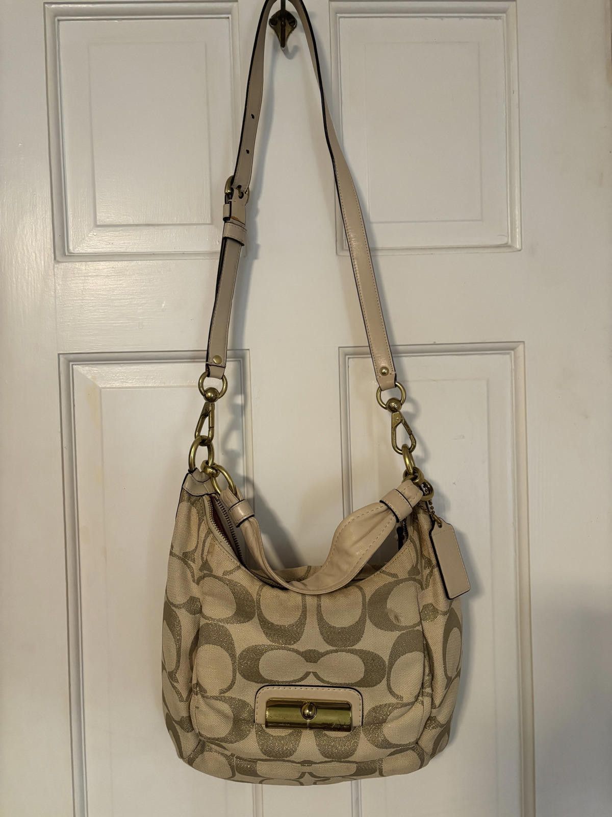 Coach COACH Kristin Lurex Champagne Woven Hobo Shoulder Bag Purse Size ONE SIZE - 1 Thumbnail