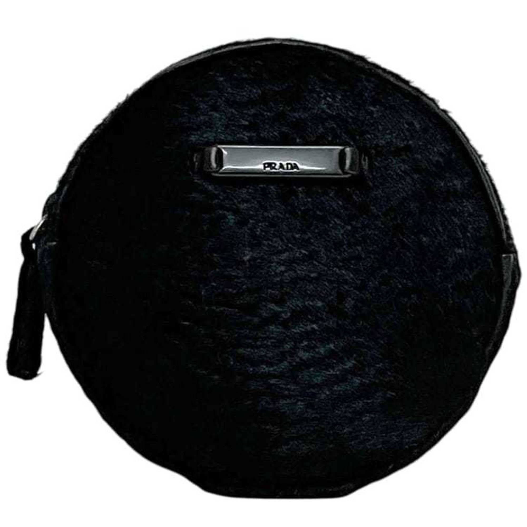 Prada Prada pouch ec-24868 Black NERO Harako leather 78 PRADA round with fur, men's and women's plate fur Size ONE SIZE - 1 Thumbnail
