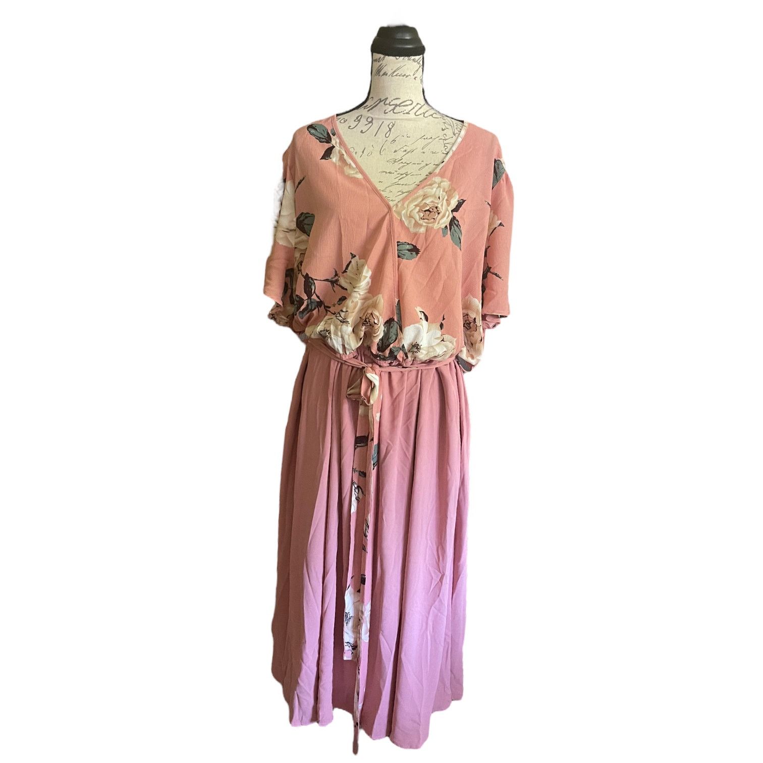 Other BloomChic Pink Floral Faux Wrap Dress Size 26 Size 4XL / US 24-26 - 1 Thumbnail