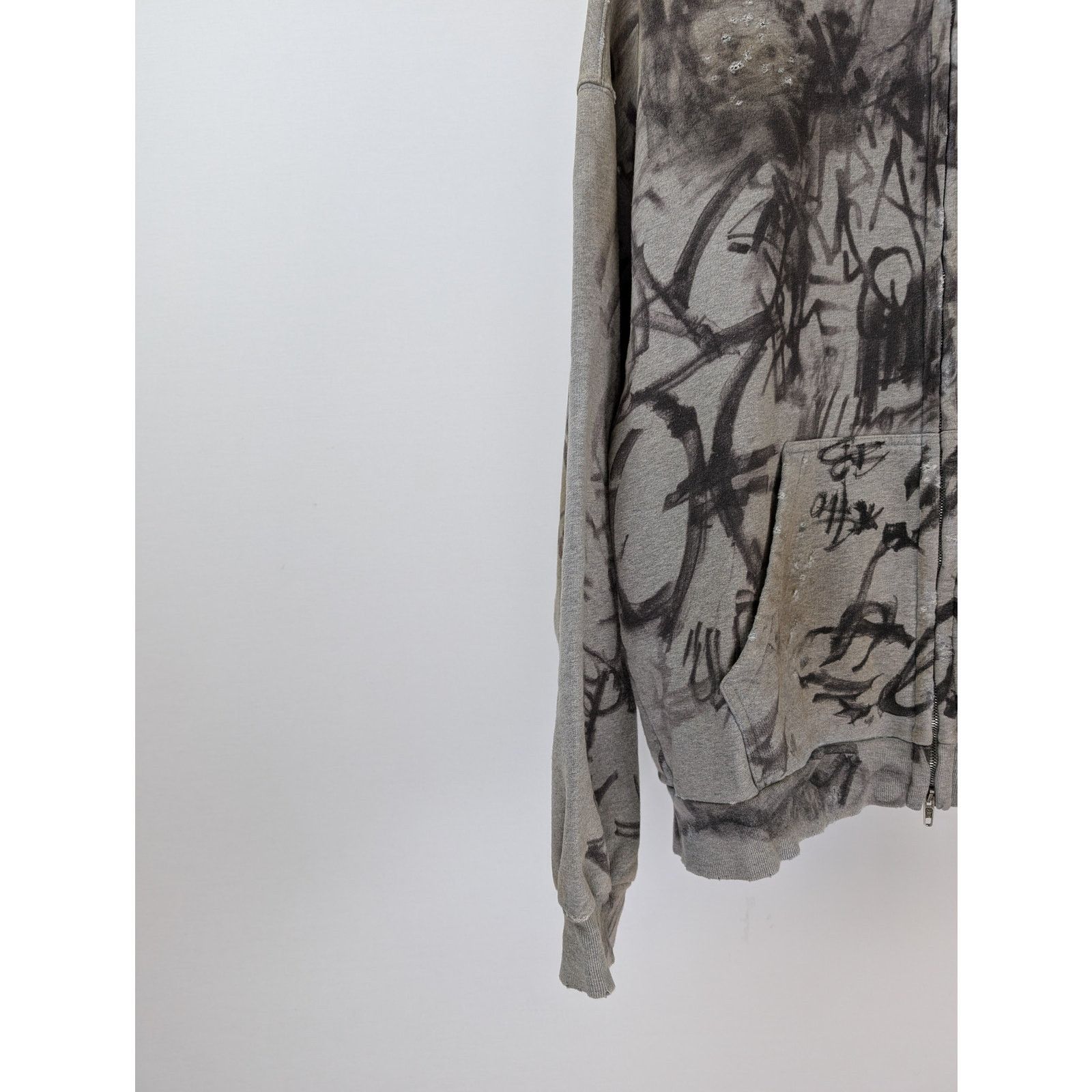 Balenciaga o1rshd1 Medium Fit Zip-Up Hoodie 1300 in Heather Grey Size US XS / EU 42 / 0 - 5 Thumbnail