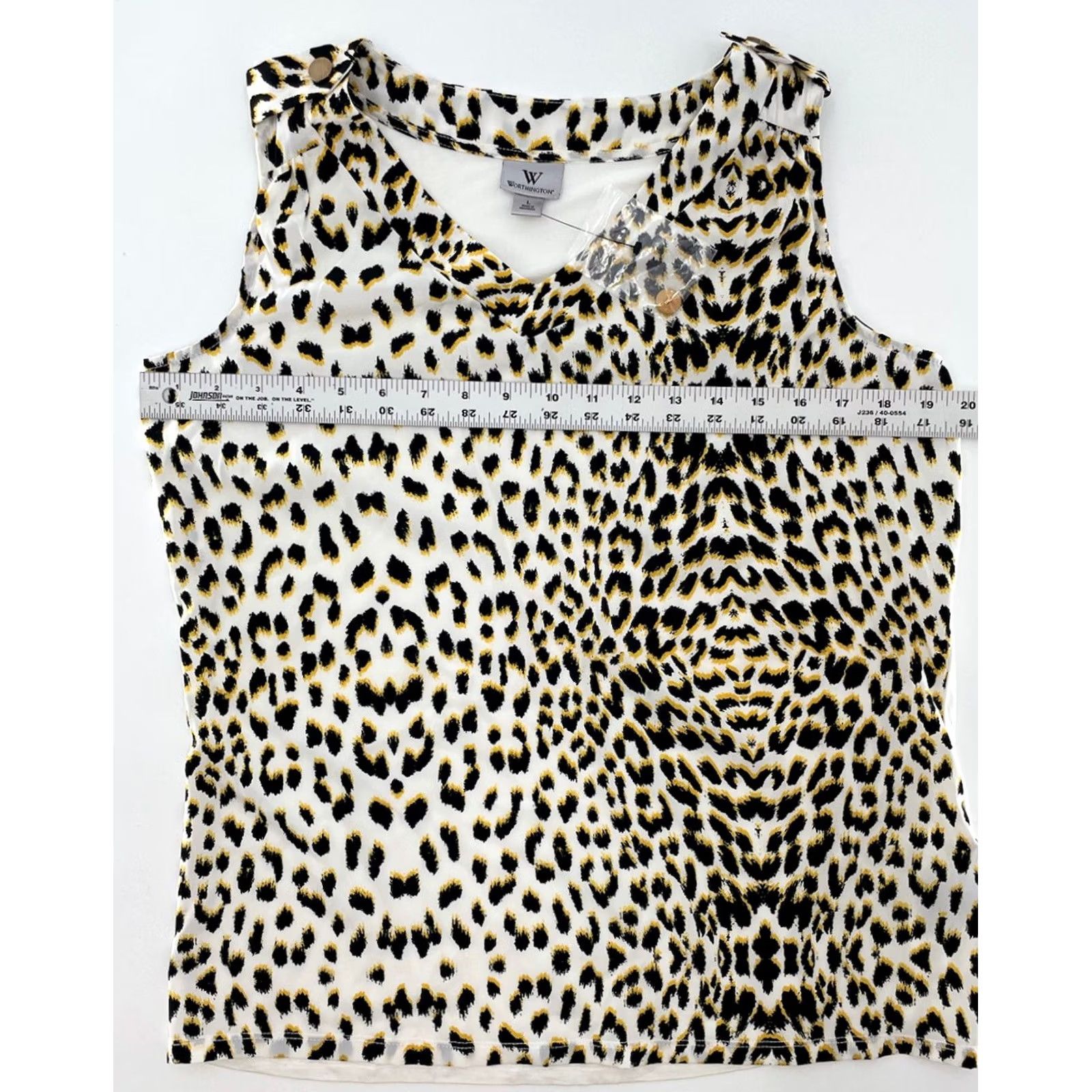 Worthington Worthington Blouse Shirt Multicolor Animal Print V-Neck Sleeveless L Women Regular XS? Size L / US 10 / IT 46 - 8 Thumbnail
