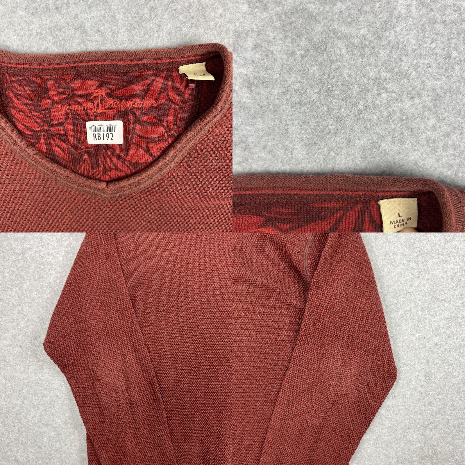 Tommy Bahama Tommy Bahama Sweater Mens Large Rust Red Textured Knit Pullover V-Neck Wool? (Note: "Wool" not in original) Size US L / EU 52-54 / 3 - 8 Thumbnail