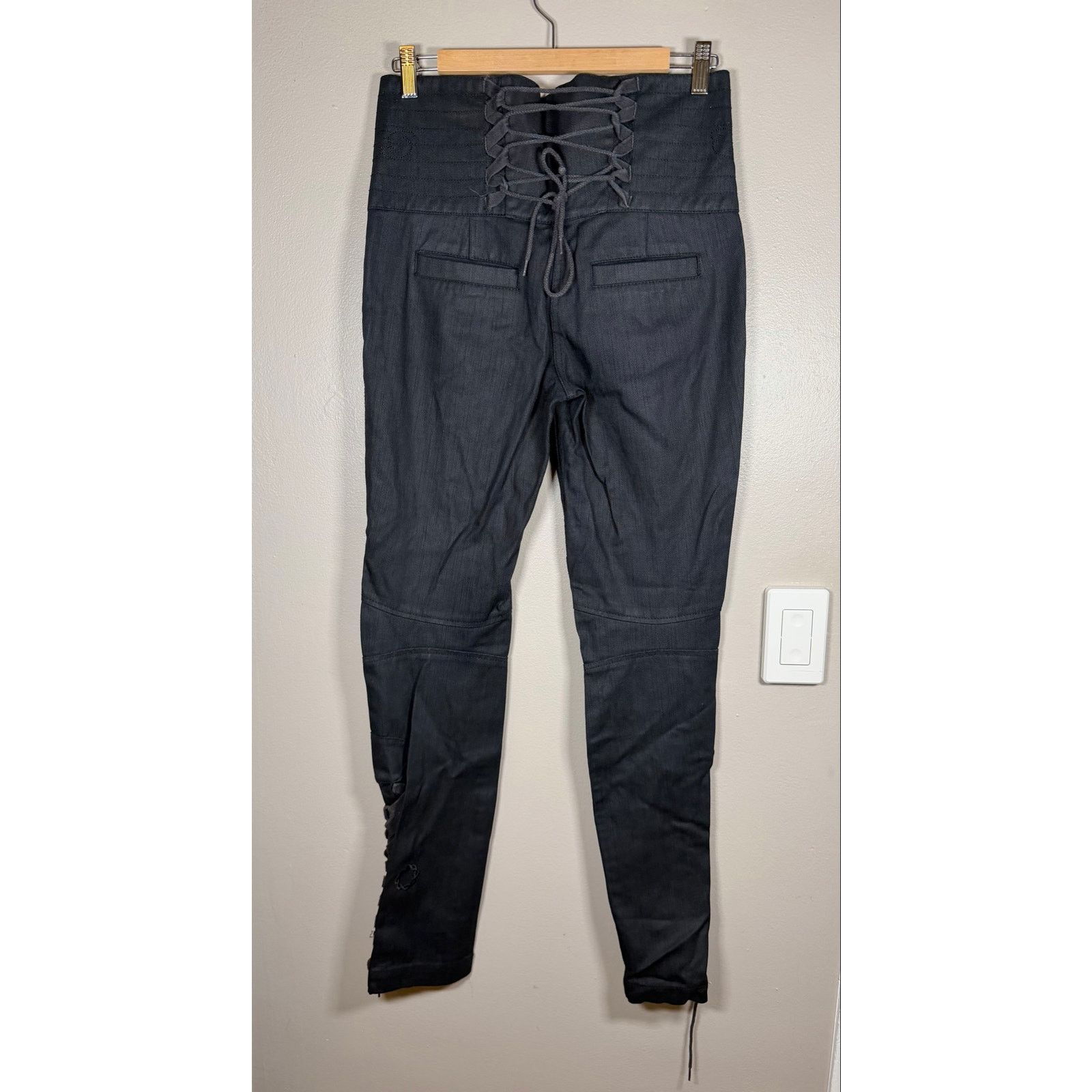 GSUS Sindustries Vintage Y2K Gsus Industries Lace Up Moto Pants size 27 Size 27" / US 4 / IT 40 - 2 Thumbnail