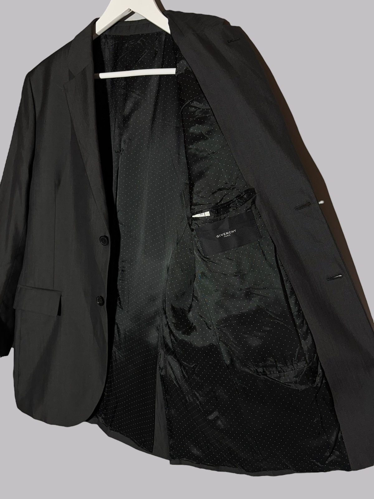 Givenchy Givenchy Paris Shiny Charcoal Grey Blazer Wool Silk Jacket Size 50R - 16 Thumbnail
