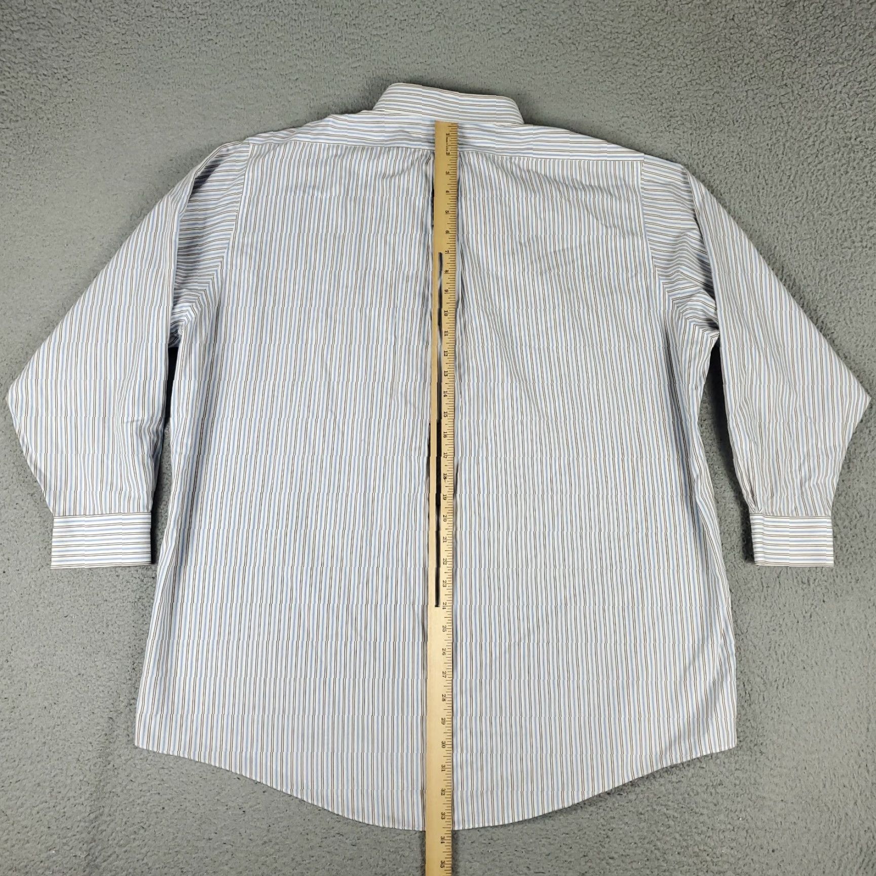 Brooks Brothers Brooks Brothers Dress Shirt Mens 17.5 Blue Striped Long Sleeve Button-Up Business Casual Size 46R - 3 Thumbnail