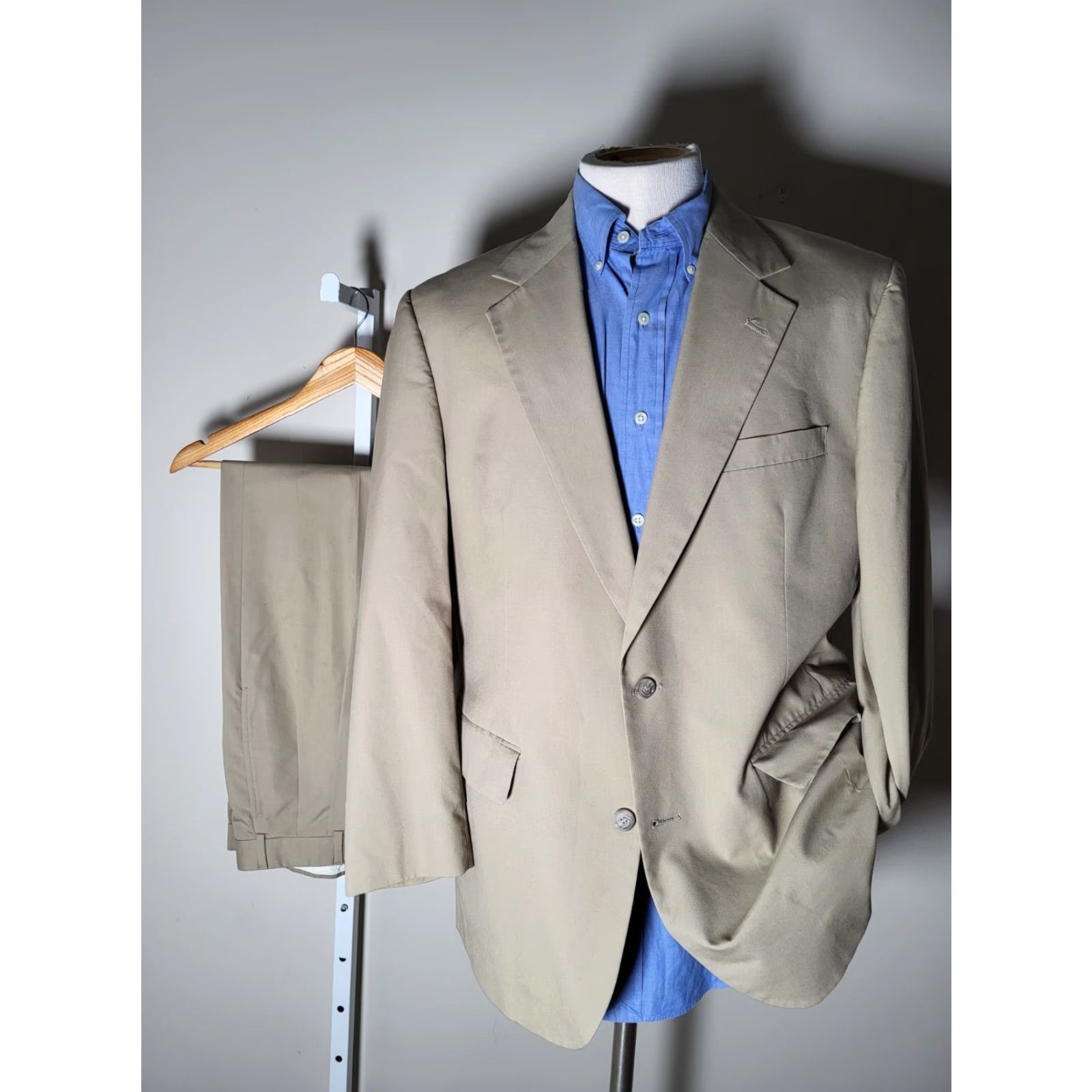 Brooks Brothers VINTAGE Brooks Brothers 2 Piece Suit Jacket Pants Brown Cotton 40R Men Regular Single-Breasted Notch 2-Button 3-Button Sleeve Solid 80s Size 40R - 2 Thumbnail