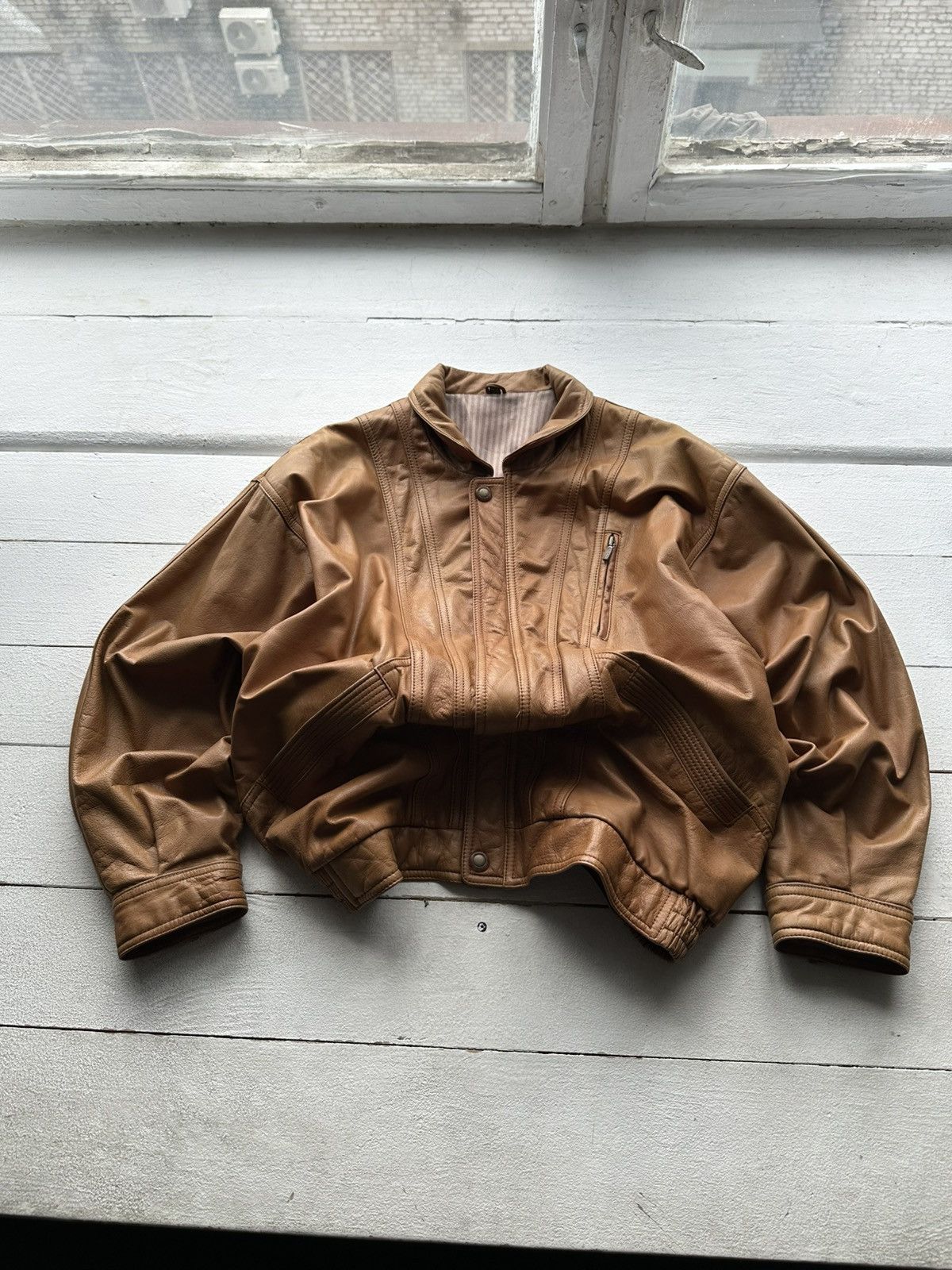 Vintage VNTG🚨 LEATHER JACKET CROPPED AVANT GARDE Y2K MOTO COWBOY Size US L / EU 52-54 / 3 - 1 Thumbnail