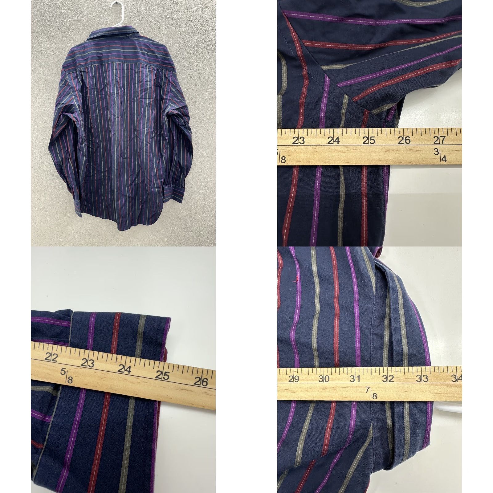 Vintage Kenneth Roberts Platinum Mens Shirt XL Blue Striped Long Sleeve Button-Up Cotton Size US XL / EU 56 / 4 - 8 Thumbnail