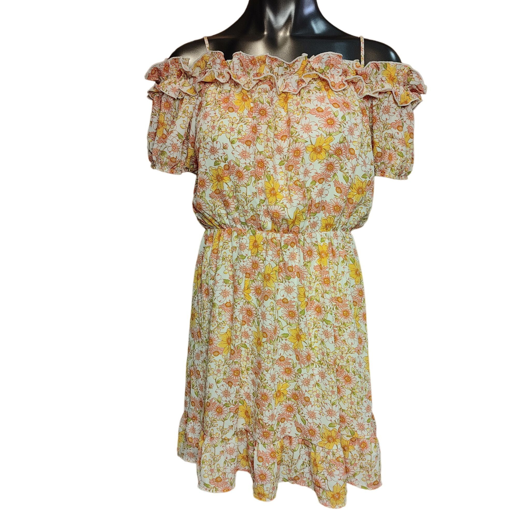 Other Sienna Sky Women's Yellow Floral Off Shoulder Ruffled Short Size L / US 10 / IT 46 - 1 Thumbnail