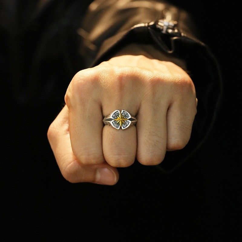 Sterling Silver × Vintage Resizable 925 Sterling Silver North Star Ring Size ONE SIZE - 3 Thumbnail