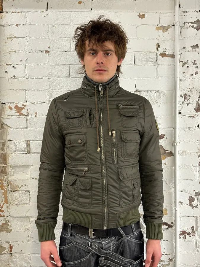 Dolce & Gabbana 2000s Dolce & Gabbana Khaki Nylon Cargo Bomber Jacket Size US S / EU 44-46 / 1 - 2 Thumbnail