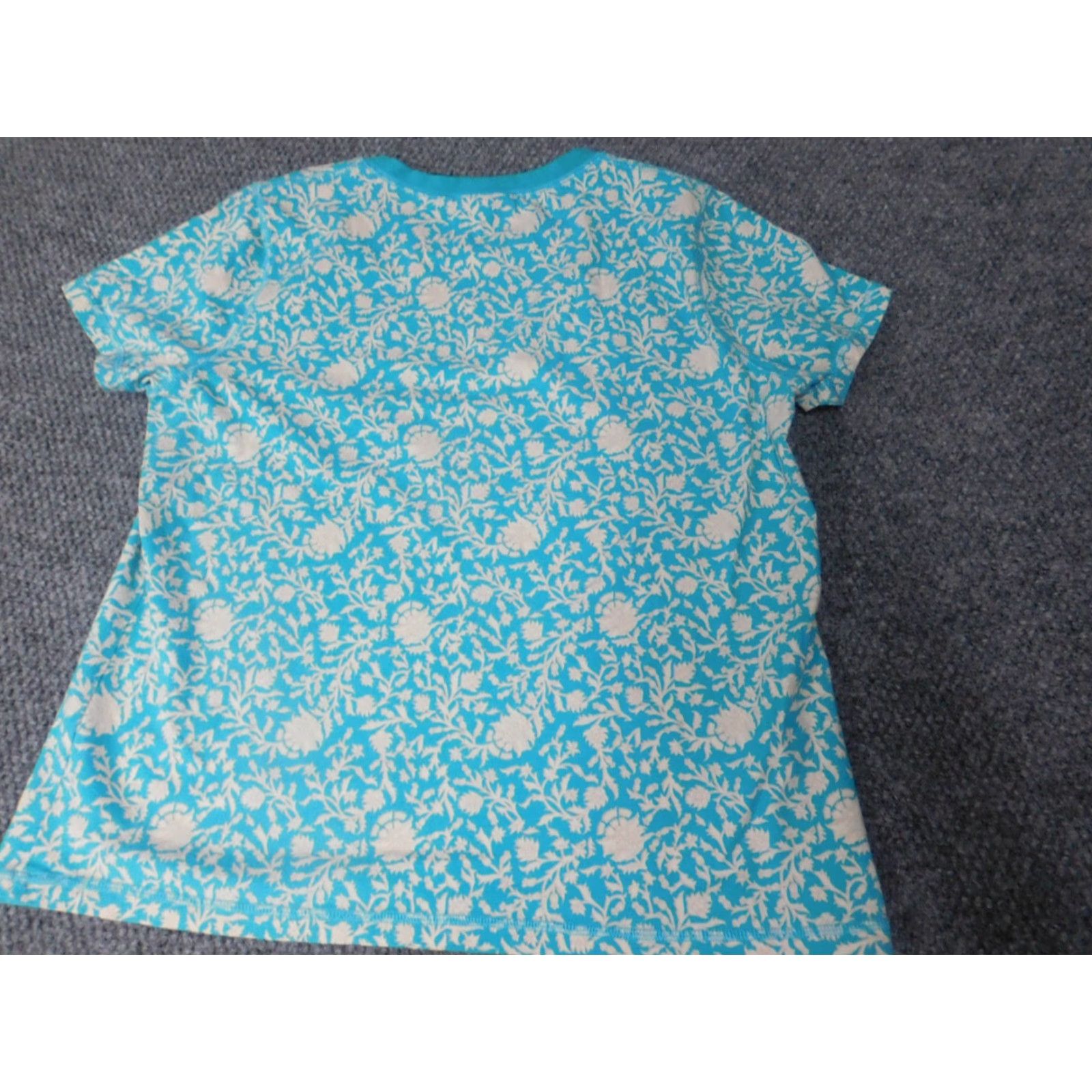 Vintage Relativity Womens Shirt XL Blue Floral Knit Cotton Short Sleeve Raglan Crew Neck Pullover Basic Modern Casual Summer Winter Size XL / US 12-14 / IT 48-50 - 7 Thumbnail