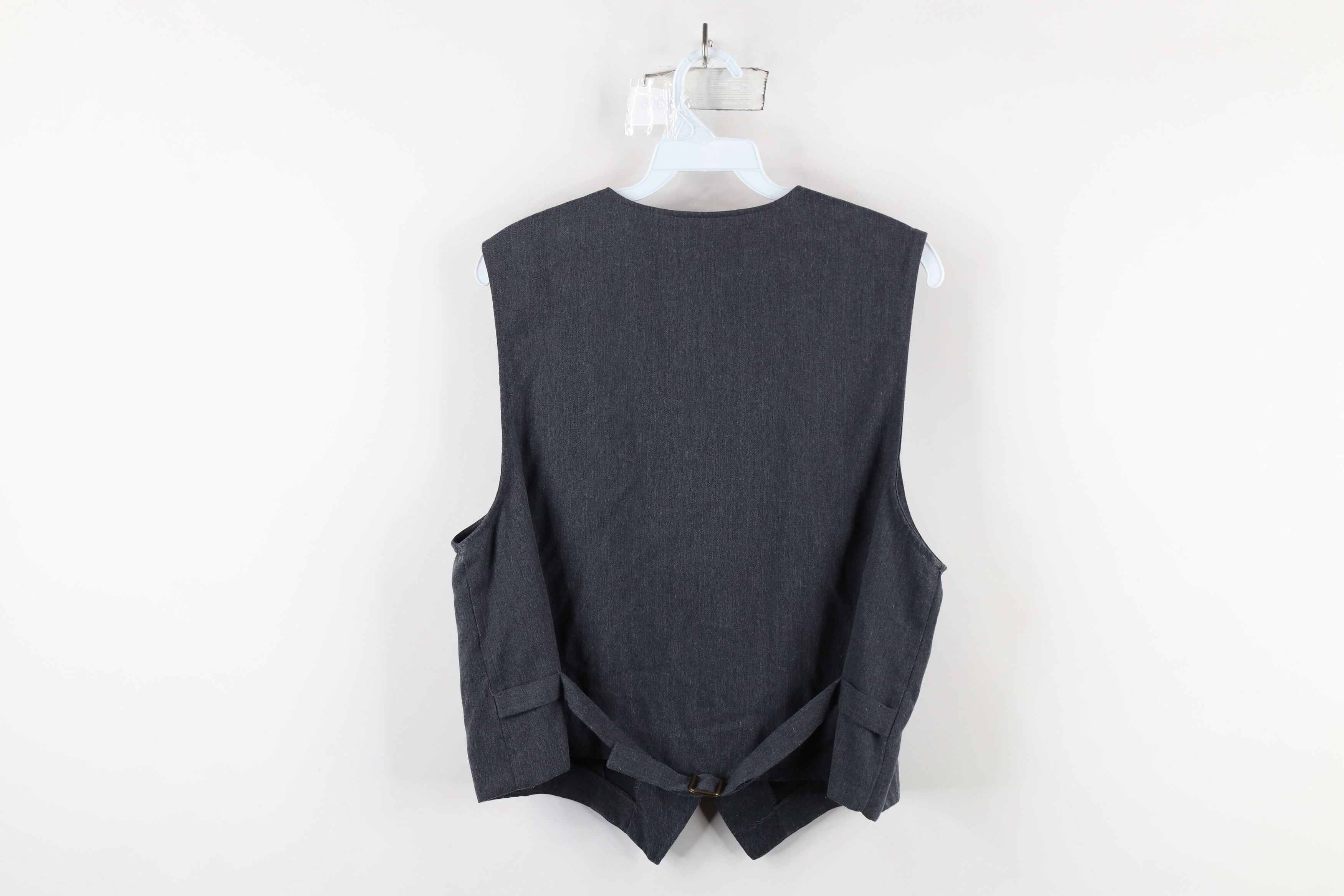 Vintage Vintage 90s Streetwear Buckle Back Vest Jacket Gray USA Size L / US 10 / IT 46 - 12 Thumbnail
