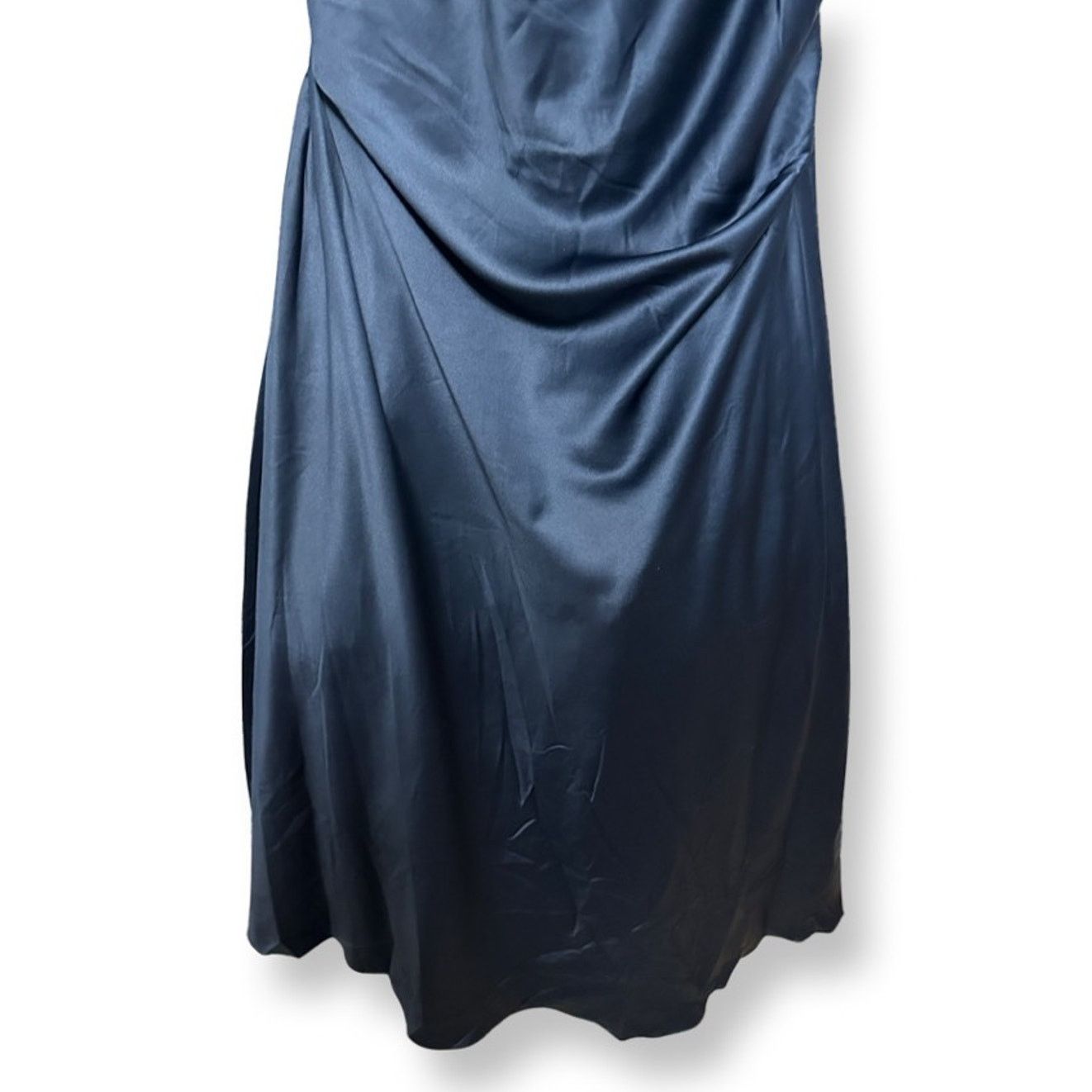 Other La Femme Formal Gown Blue Satin Off Shoulder Beaded 14 New Size XL / US 12-14 / IT 48-50 - 3 Thumbnail