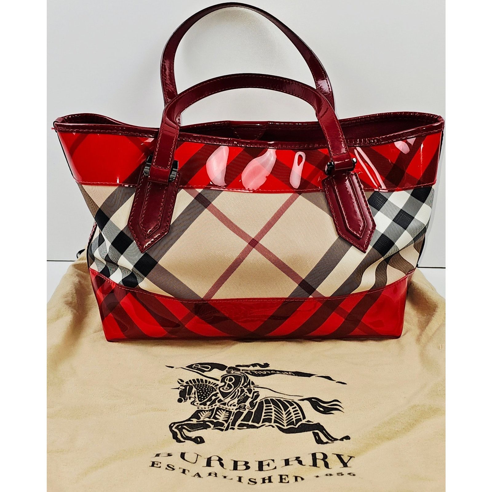 Burberry Burberry Red Nova Check Coated Canvas/Vinyl Tote Size ONE SIZE - 1 Thumbnail