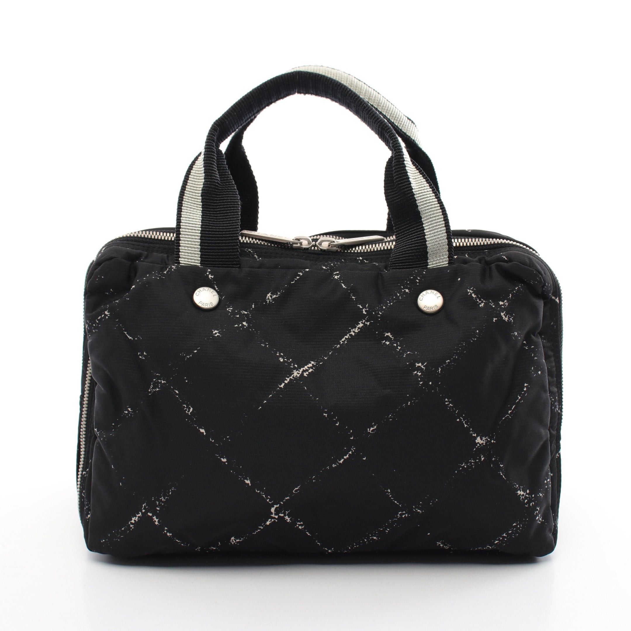 Chanel Chanel Old Travel Line Handbag Nylon Black Ivory Silver Hardware Size ONE SIZE - 1 Thumbnail