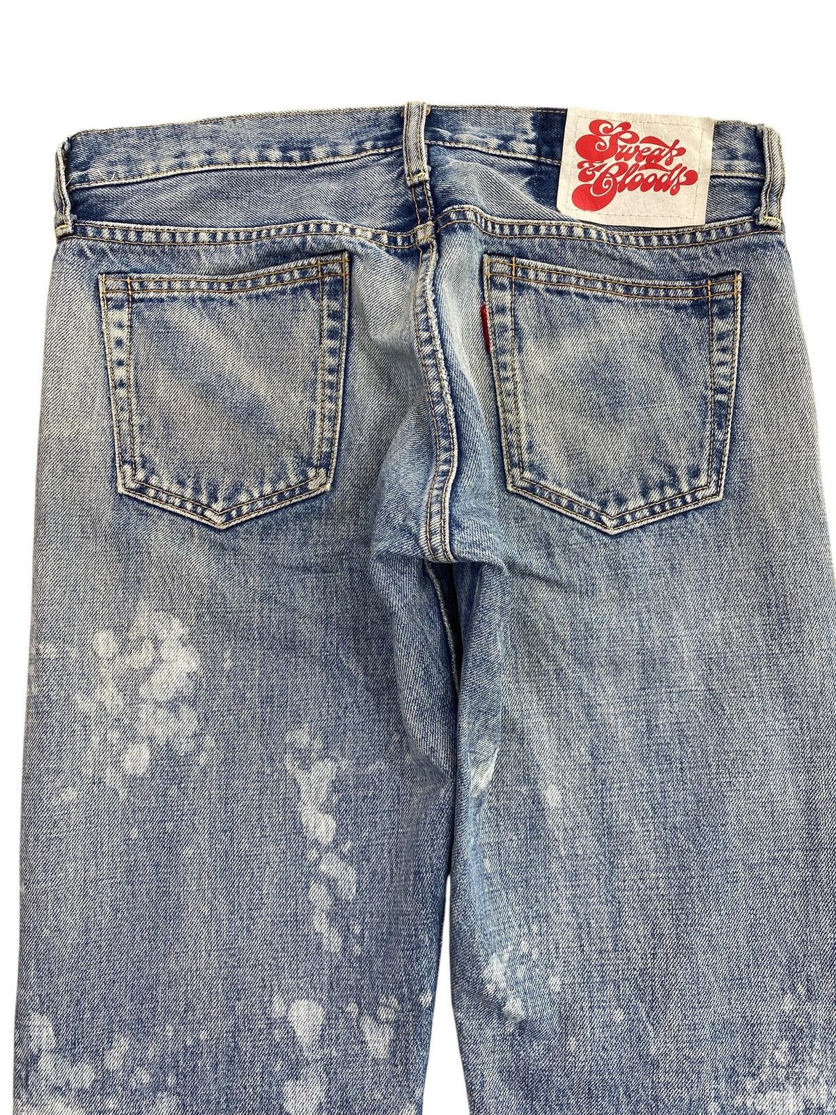 Japanese Brand Japanese Brand Sweat & Bloods Blue Wash Distress Style Jeans Size US 30 / EU 46 - 4 Thumbnail