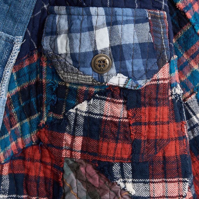 Greg Lauren greg lauren Men's plaid patchwork cardigan shirt 2506-Nexta Size US M / EU 48-50 / 2 - 4 Thumbnail
