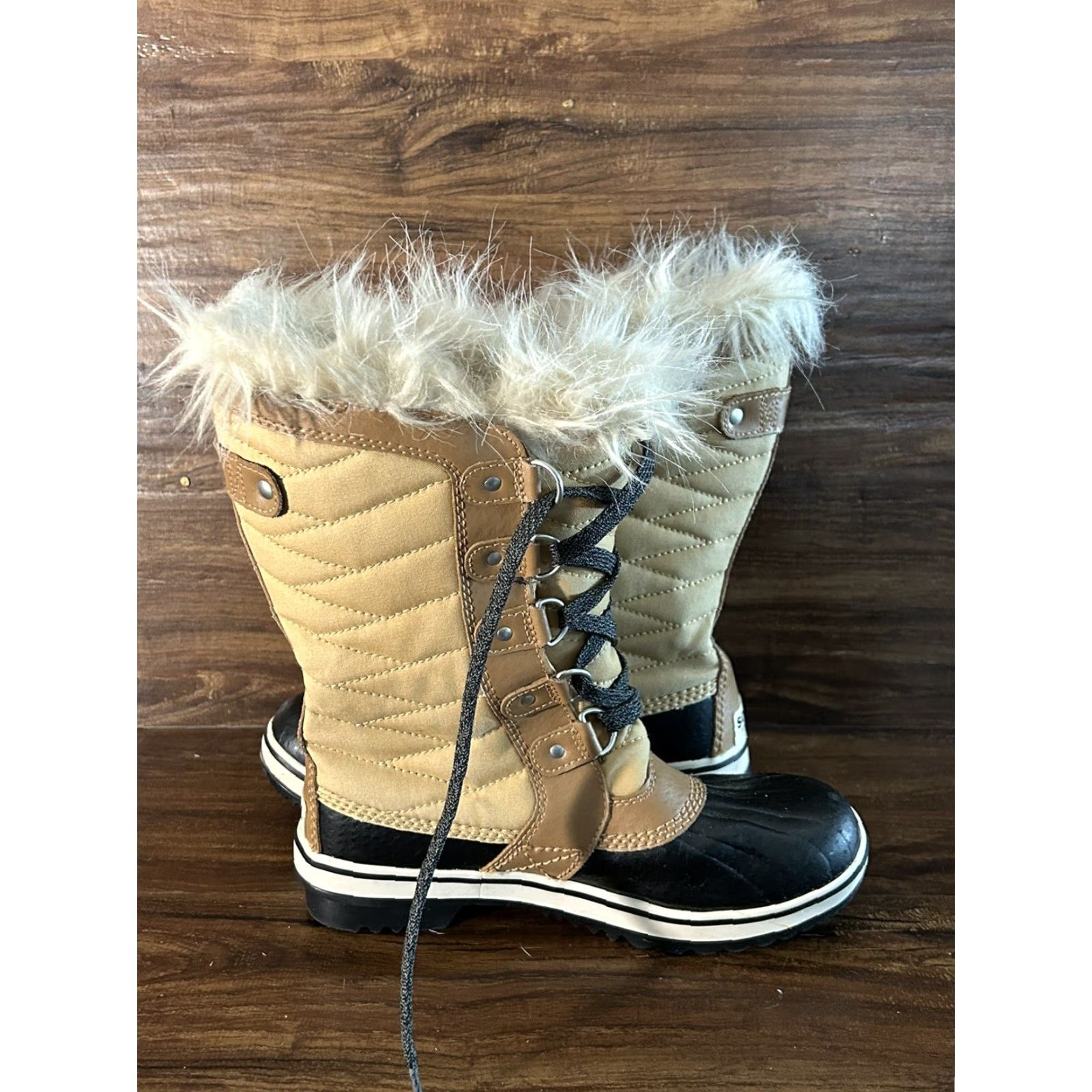 SOREL Sorel Tofino Snow Boot Women's Lace Up Waterproof Faux Fur Curry Fawn Beige 4 US Size US 4 / IT 34 - 3 Thumbnail