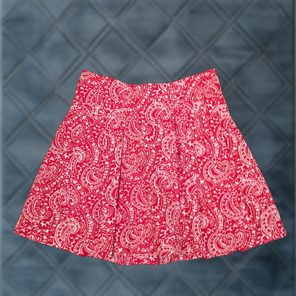 Tommy Hilfiger Tommy Hilfiger Skirt Women Short Red Paisley Pockets Unlined Zip Casual Size 8 Size 30" / US 8 / IT 44 - 1 Thumbnail