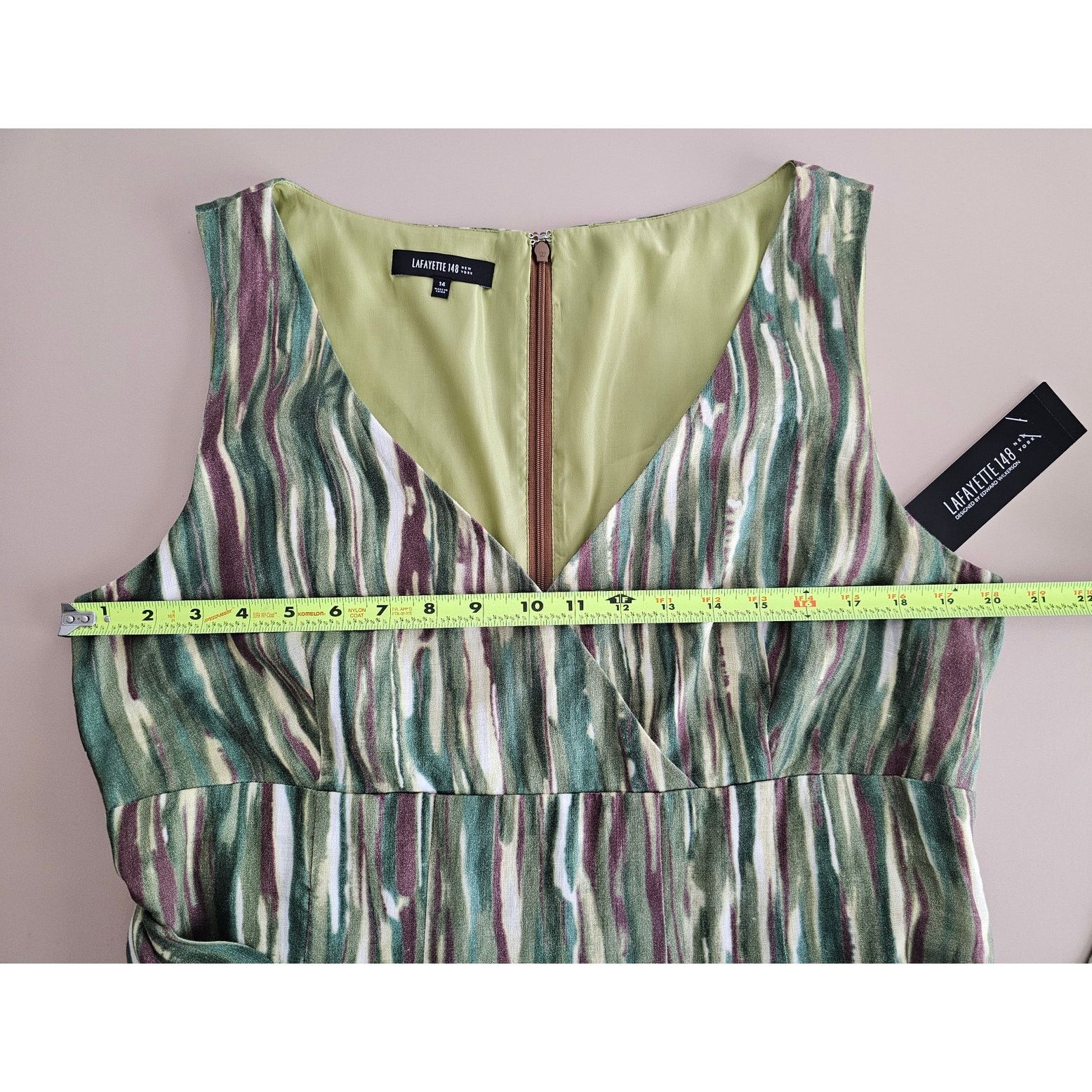 Lafayette 148 LAFAYETTE 148 Summer Sleeveless Green Linen Dress 14 $498 Size XL / US 12-14 / IT 48-50 - 6 Thumbnail